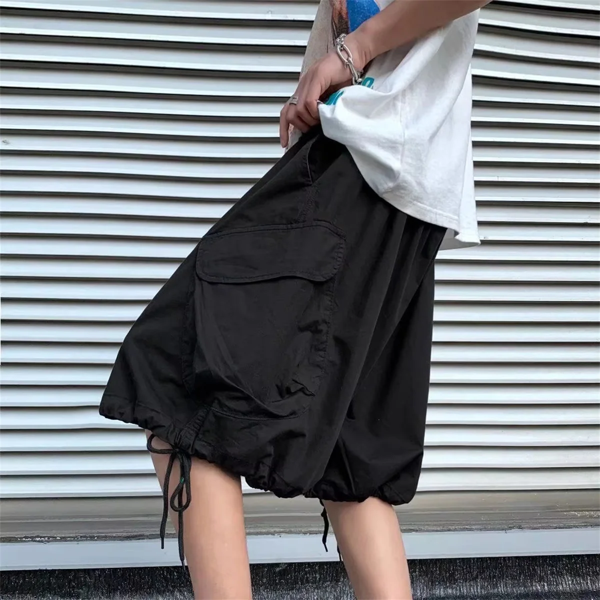 Cargo Shorts Men Summer Streetwear Wide Leg Straight Shorts Bf Loose Casual Multi-Pocket Streetwear Five-Point Sports Short Pant
