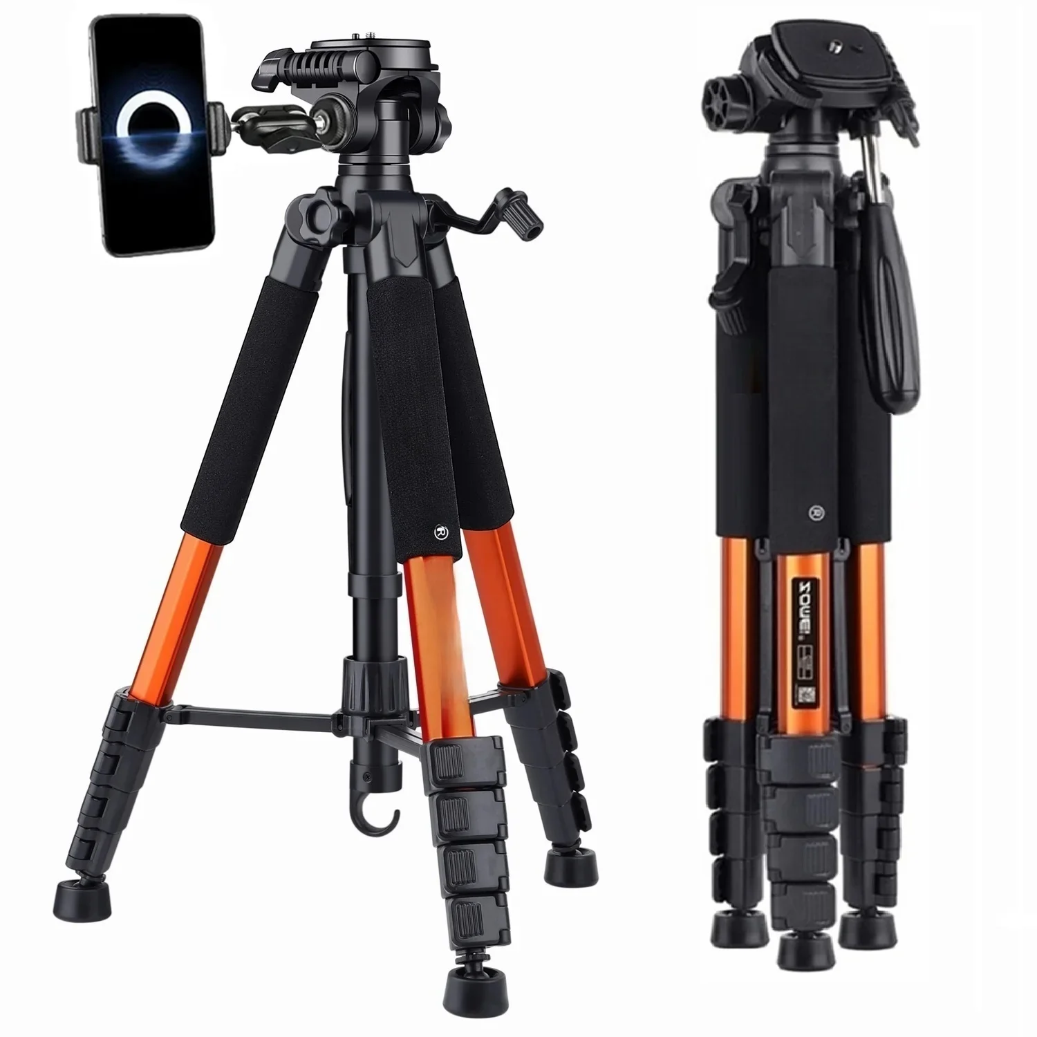 Przenośny statyw ze stopu aluminium Zomei o wysokości 187 cm/73,6 cala do lustrzanki cyfrowej Canon Nikon, 360 stopniowy statyw fotograficzny na telefon — zdjęcie produktu 7