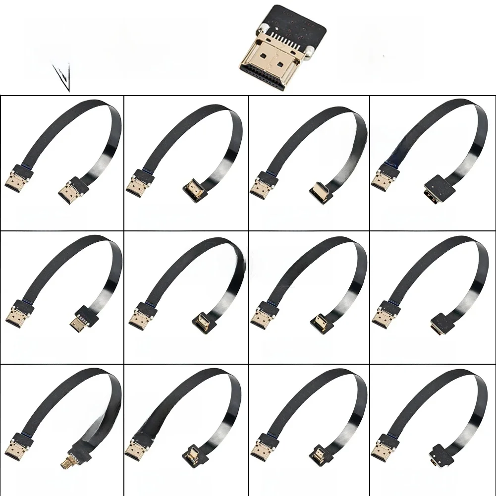 A1 ultra cienki płaski kabel fpv kompatybilny z HDMI elastyczny przewód taśmowy mini hdmi do micro hdmi 30 cm krótki fpc ffc — zdjęcie 2