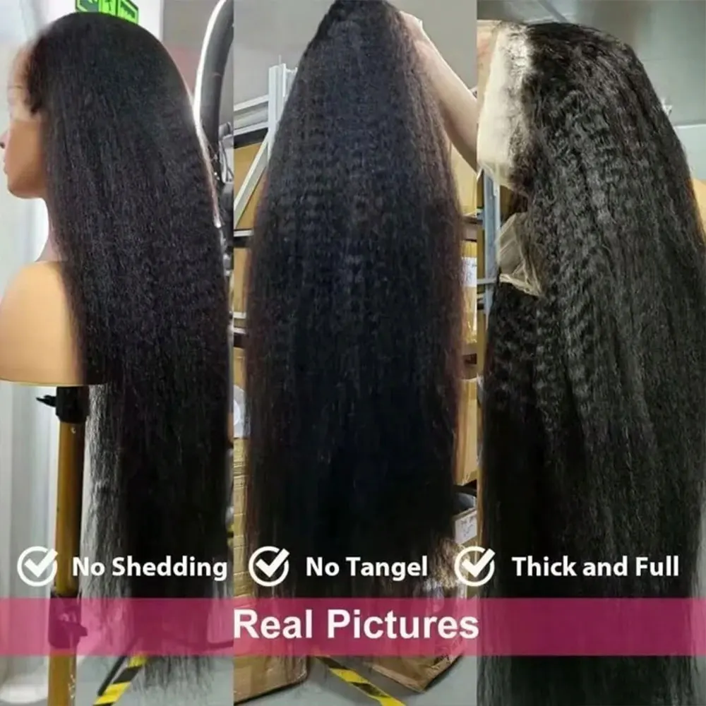 40 Inch Kinky Straight 13x4 HD Lace Front Wigs Human Hair No Glue 5X5 Closure Yaki Straight Wigs Human Hair For Women 3S Ready To Wear image 4