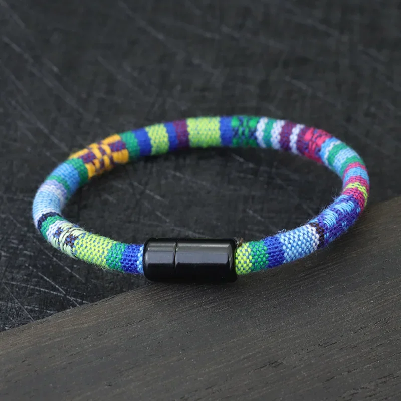 Nouveau Bracelet bohème pour hommes femmes Magent fermoir cordon Bracelet ethnique Braslet amitié bijoux corde chaîne Brazalete