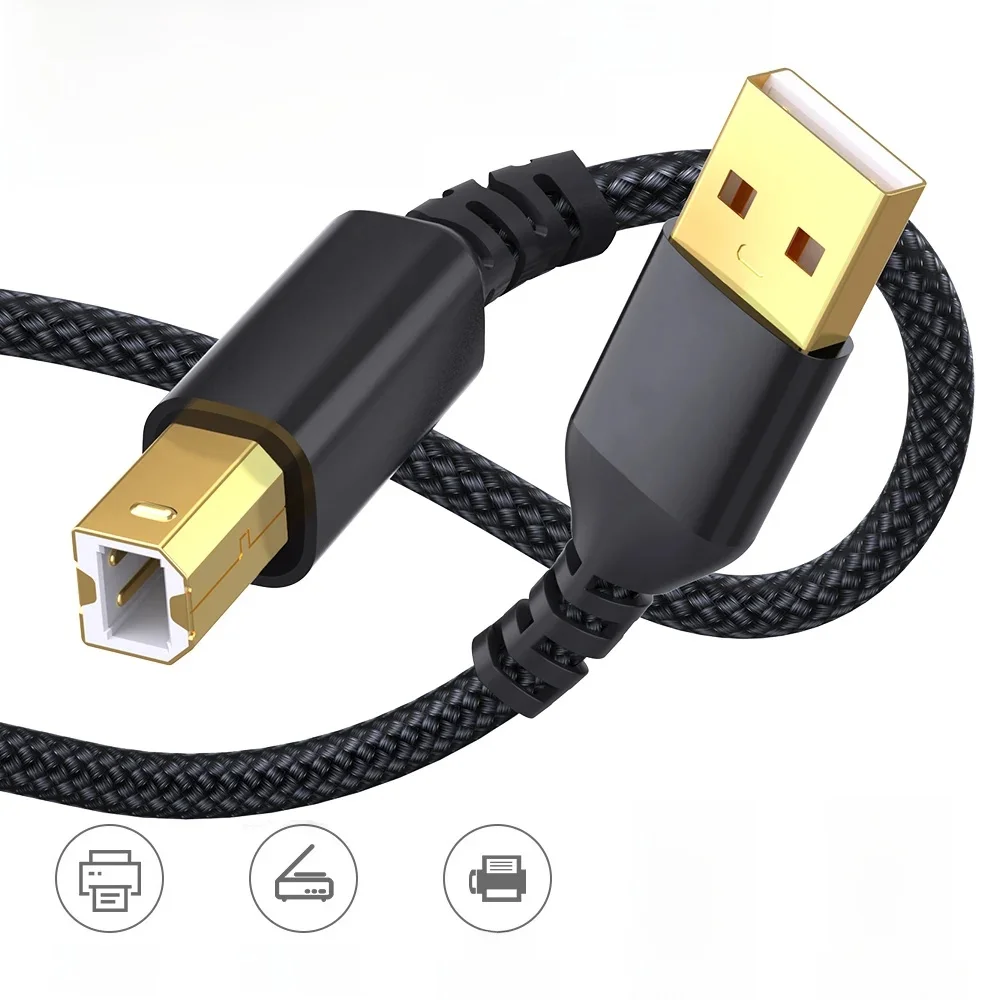 LAIHONEN USB B vers USB A câble d'imprimante USB 2.0 mâle à mâle cordon de Scanner cordon d'imprimante haute vitesse pour HP Canon Epson Dell Lexmark
