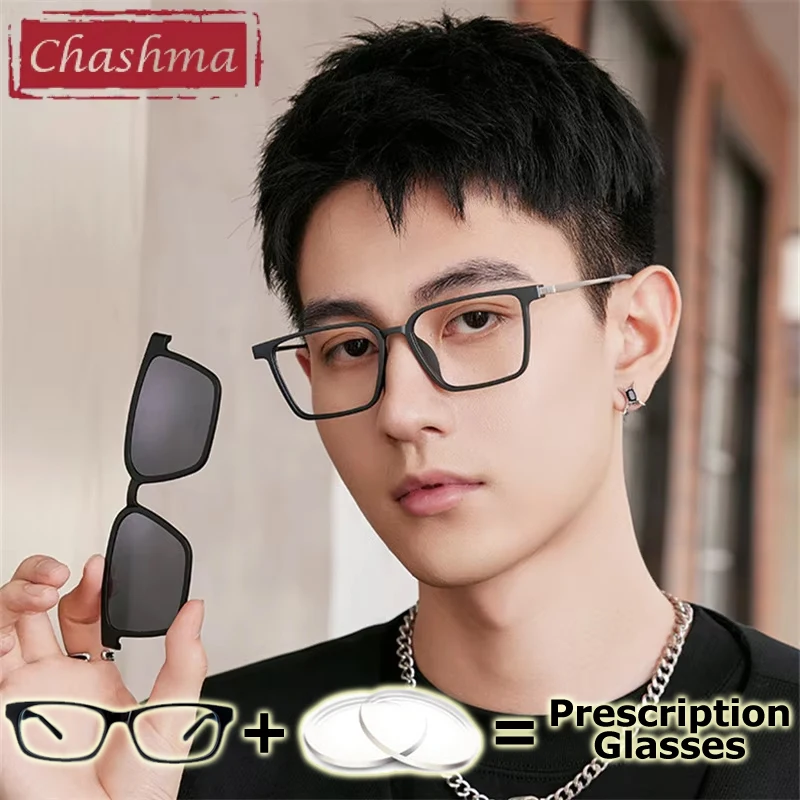 

Chashma Prescription Glasses Male Sunglasses Magnetic Eyewear Clip On Optical Recipe Lens Women TR90 Frame Titanium Temple Gafa