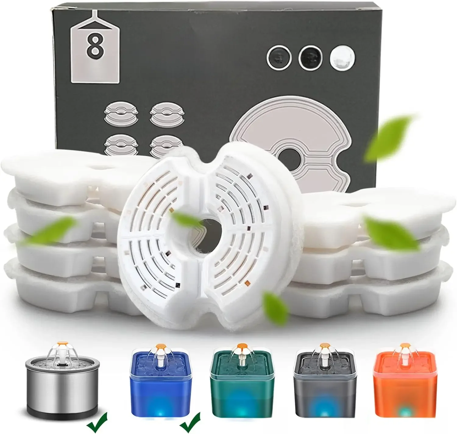 Pet Water Fountain Filter Substituição, vários filtros de filtragem, filtros Cat Water Fountain, 4