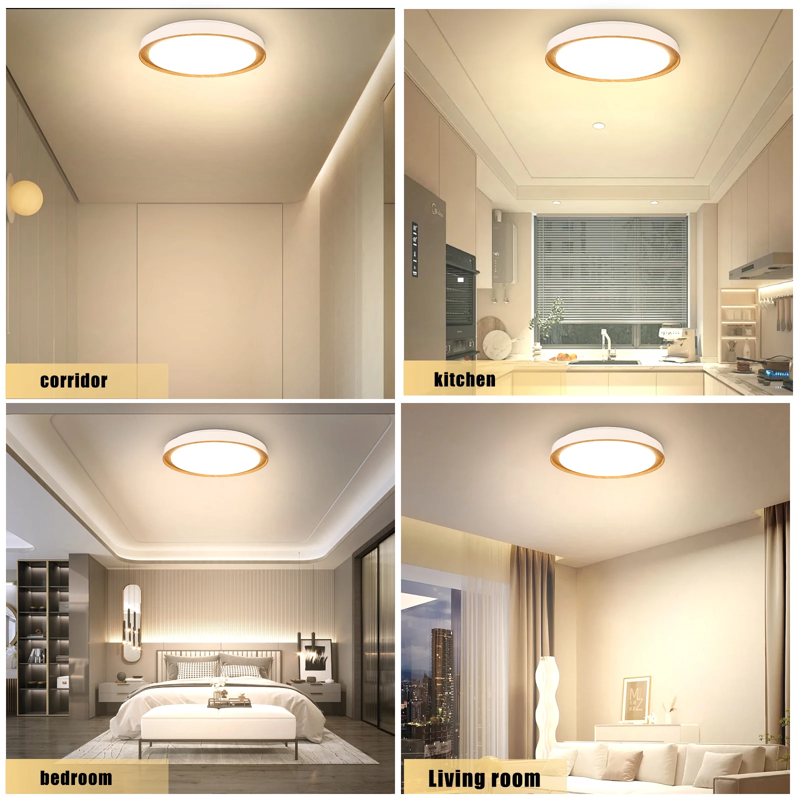 Modern LED Ceiling Light Wood  Home Lightng Living Room Kitchen Bedroom Bathroom Room Surface Ceiling Lamp Home Decoration