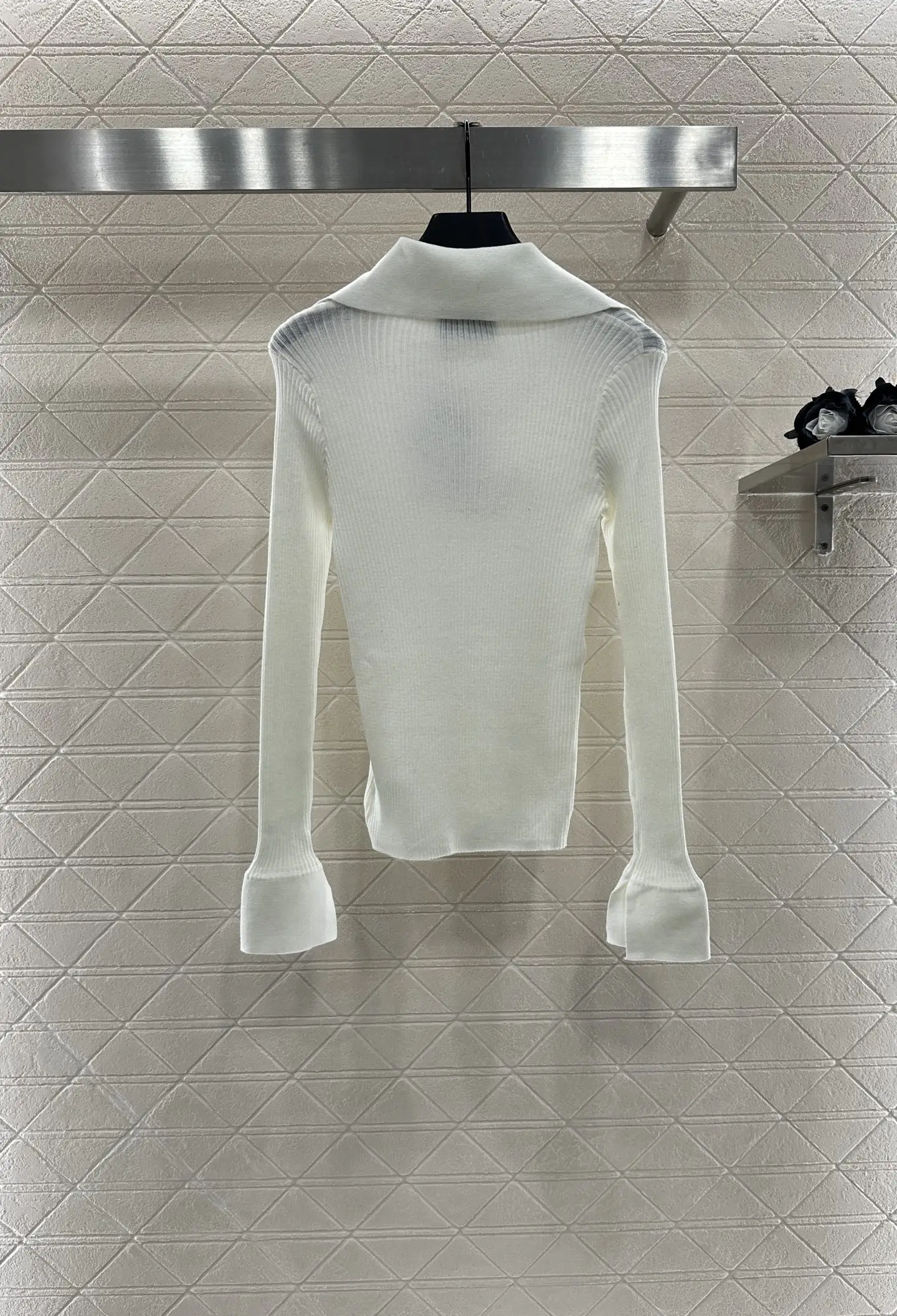 

2025 Autumn New Style Women's Collar-Style Slim-Fitting Letter-Design Base Top
