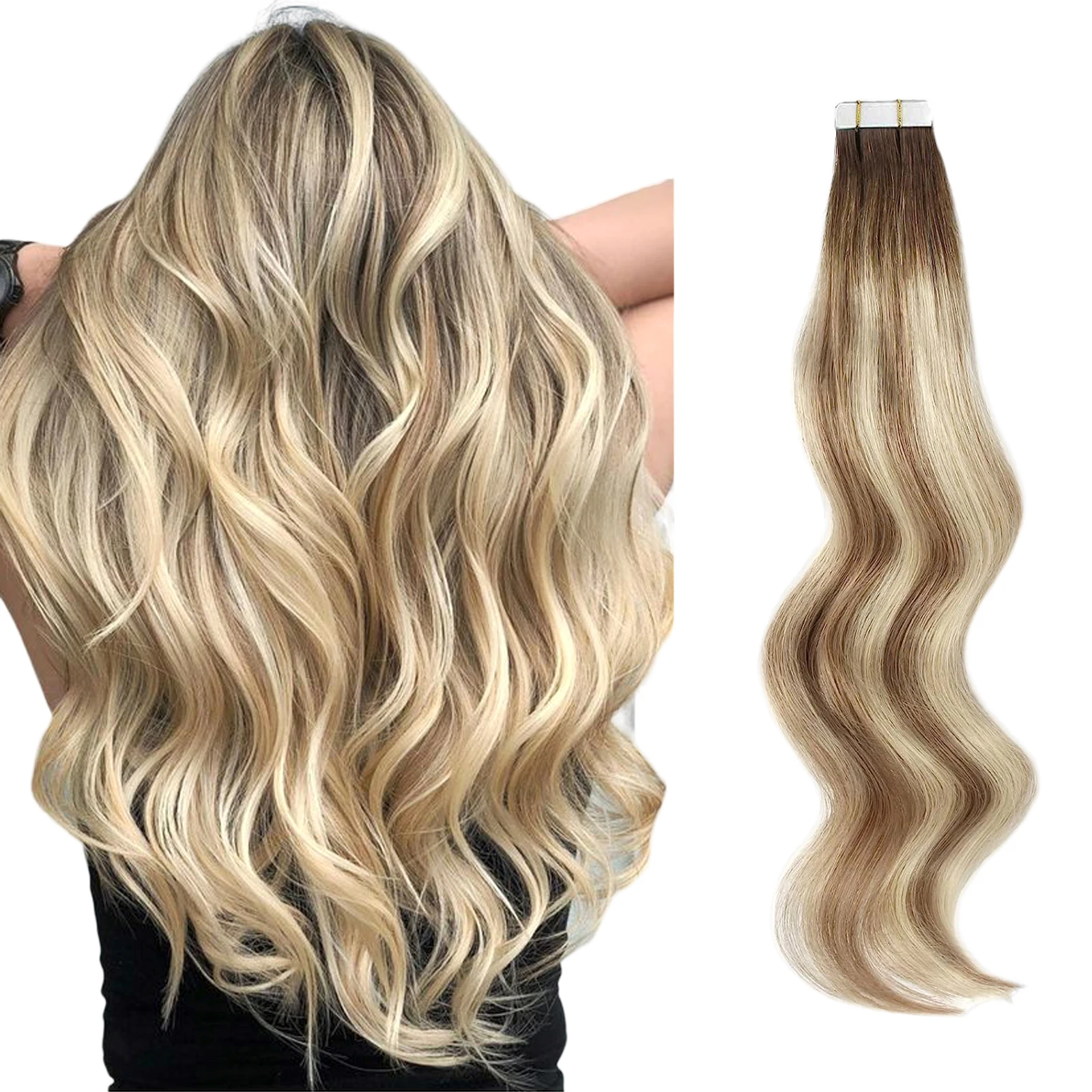 

Sixstarhair 20 шт. лента для наращивания волос, человеческие волосы 50 г, 14/16/18/20/22 дюймов, лента для наращивания настоящих человеческих волос для женщин