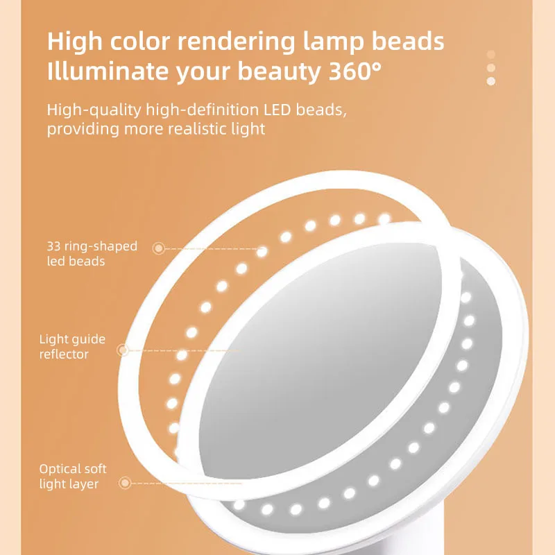 LED-Desktop-Kosmetikspiegel, verstellbarer Schminkspiegel, intelligentes Fülllicht.