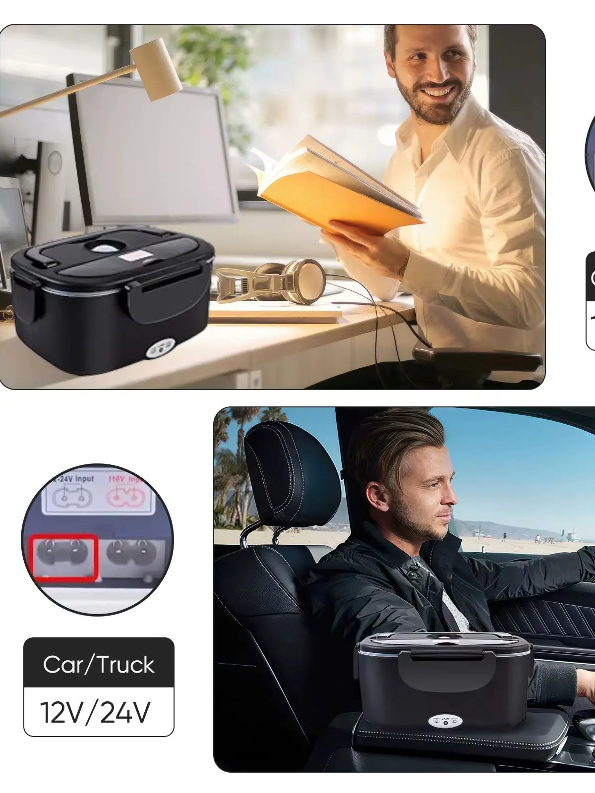 1,5 l, 60 W, robuste elektrische Lunchbox, Speisenwärmer, tragbare Speisenheizung für Auto oder Zuhause – auslaufsichere Innenauskleidung aus Edelstahl 304