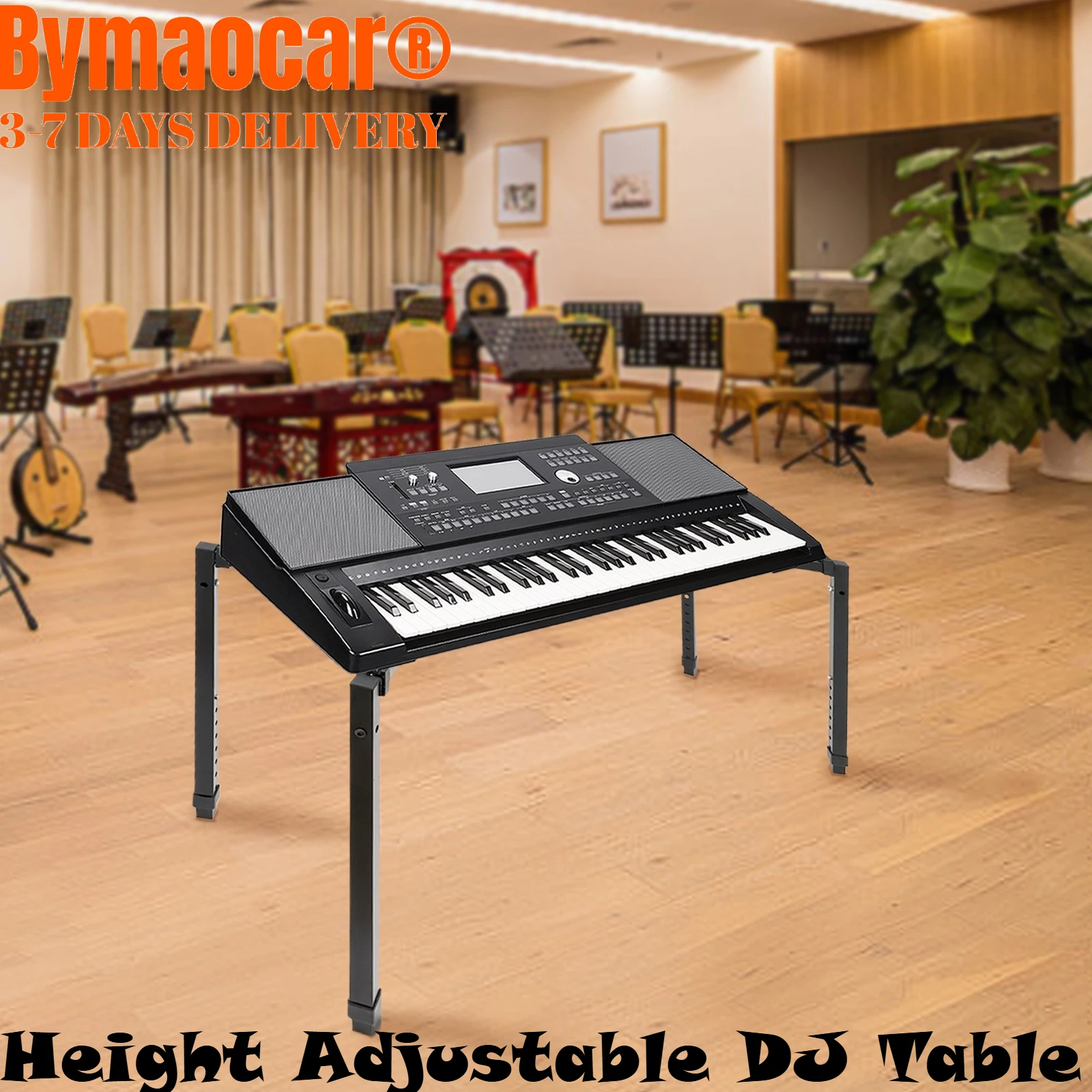 

Heavy Duty Folding Keyboard Stand, 8 Gear Height Adjustable DJ Table Professional Collapsible Music for 54-88 Key Electric Piano