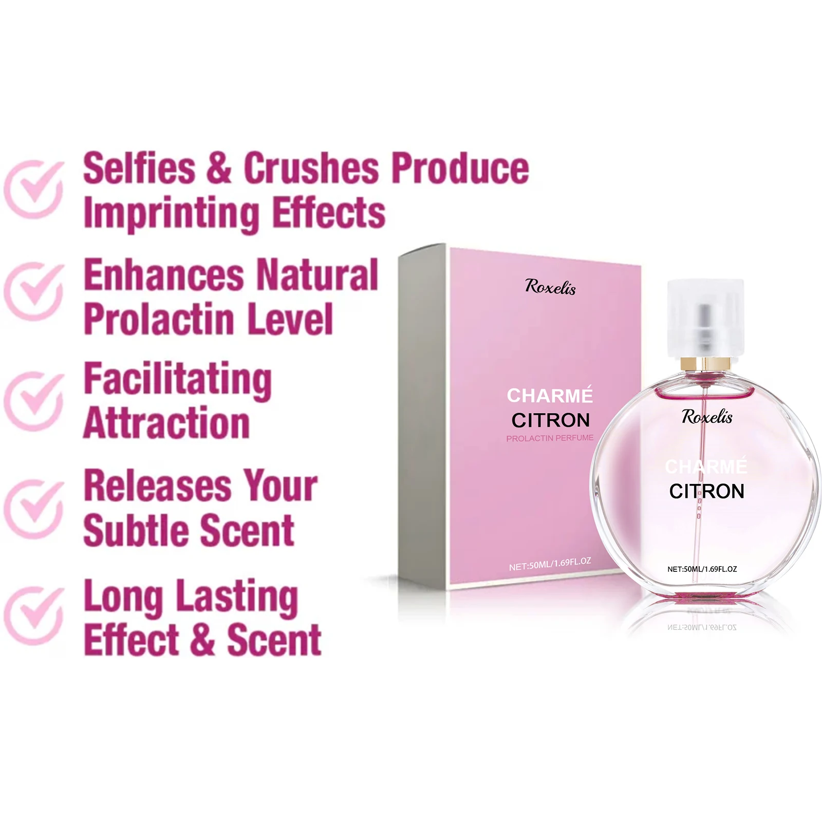 Roxelis 50ml Profumo affascinante da donna Profumo floreale Fragranza rinfrescante duratura Profumo elegante per atmosfera di appuntamenti da donna