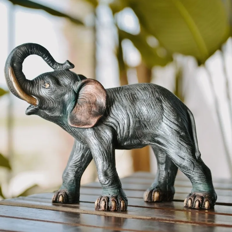 First of all Polyester Smoked Elephant Decorative Salon Ornament Trinket 25X38 cm