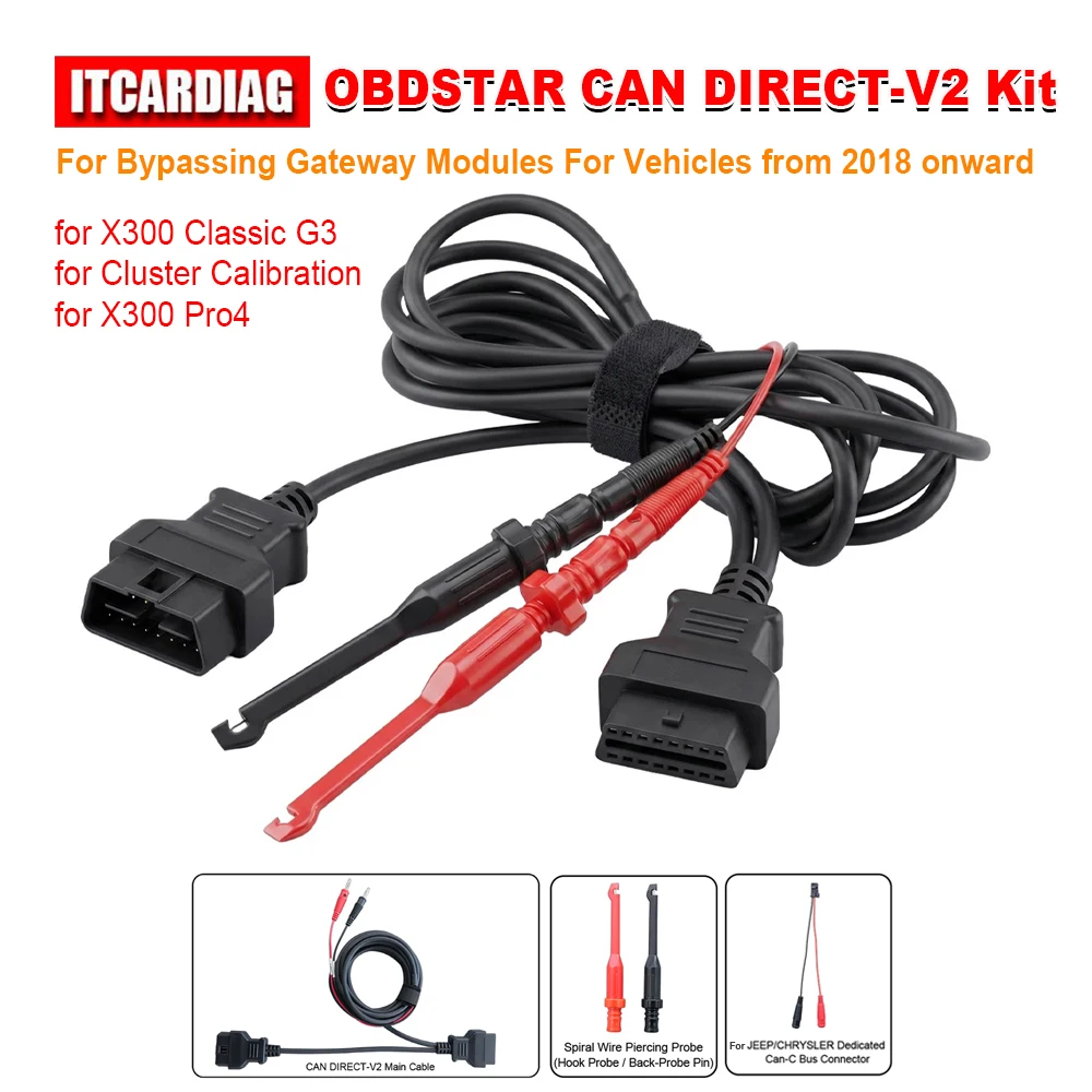 obdstar-can-direct-v2キットアダプター、2018年以降のゲートウェイモジュールのバイパス用、x300-classic-g3-x300-pro4用ケーブル、トヨタ-psa-fca対応