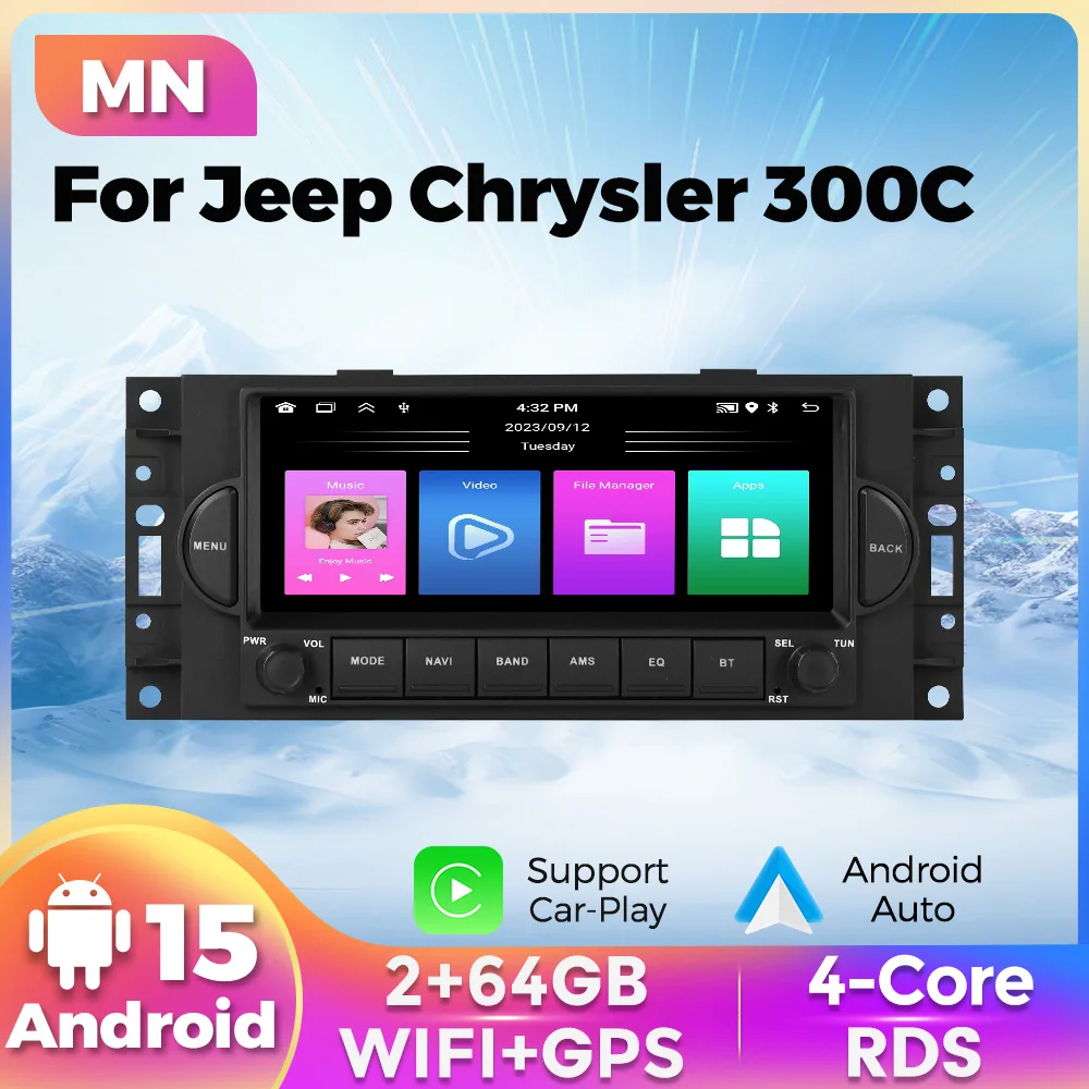 MEKEDE Android 15 Car Radio Multimedia for Chrysler 300C PT Cruiser Compass Patriot Jeep Dodge Magnum Grand Cherokee RAM 1500