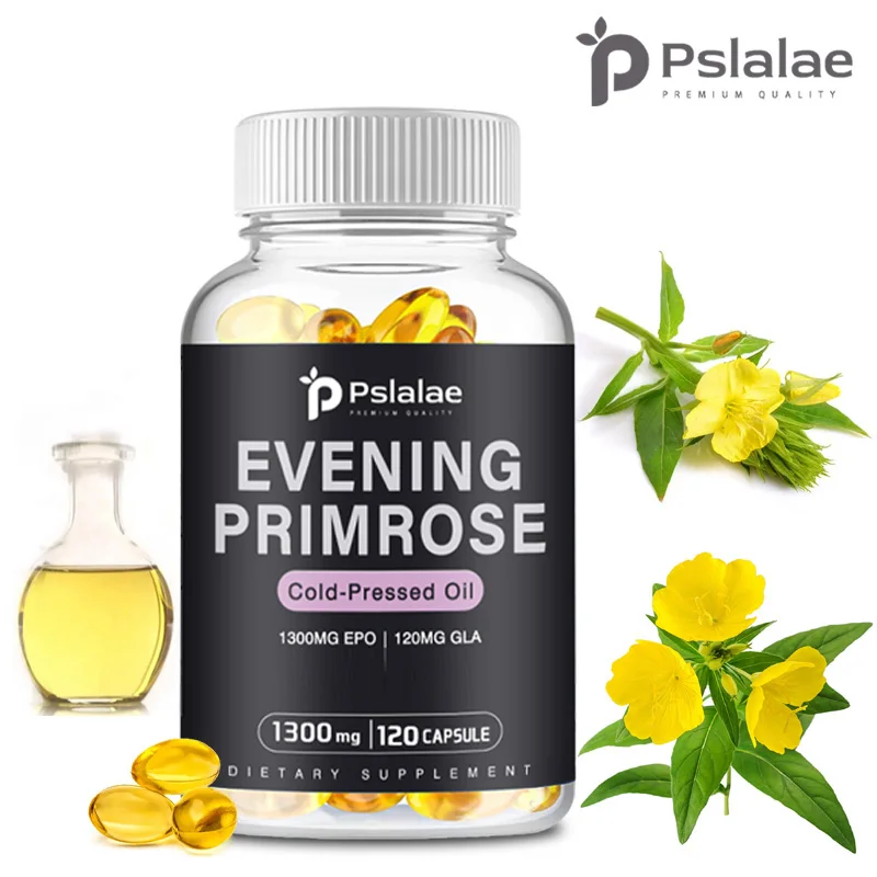 Evening Primrose Oil - Contains Gelatin and Vegetable Glycerin To Promote Healthy Skin - Cold-Pressed - 120 Capsules