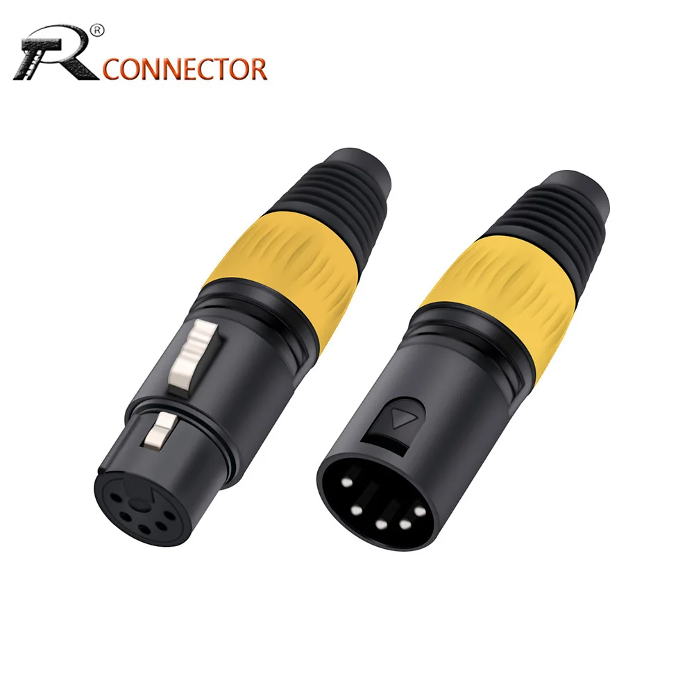 1pc 5Pin XLR Male/Female Audio Wire Plug Connectors Cannon Microphone Cable Terminal Solder Type for Speaker Camera Amplifier