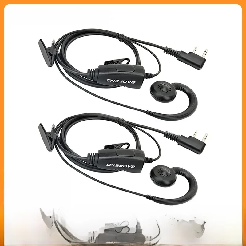 2szt BAOFENG 2-pinowy zestaw słuchawkowy z zaczepem na ucho w kształcie litery G PTT do Baofeng UV5R UVS9 UV-13 UV-17 UV-21 UV16 PRO PLUS Walkie Talkie — zdjęcie produktu 7