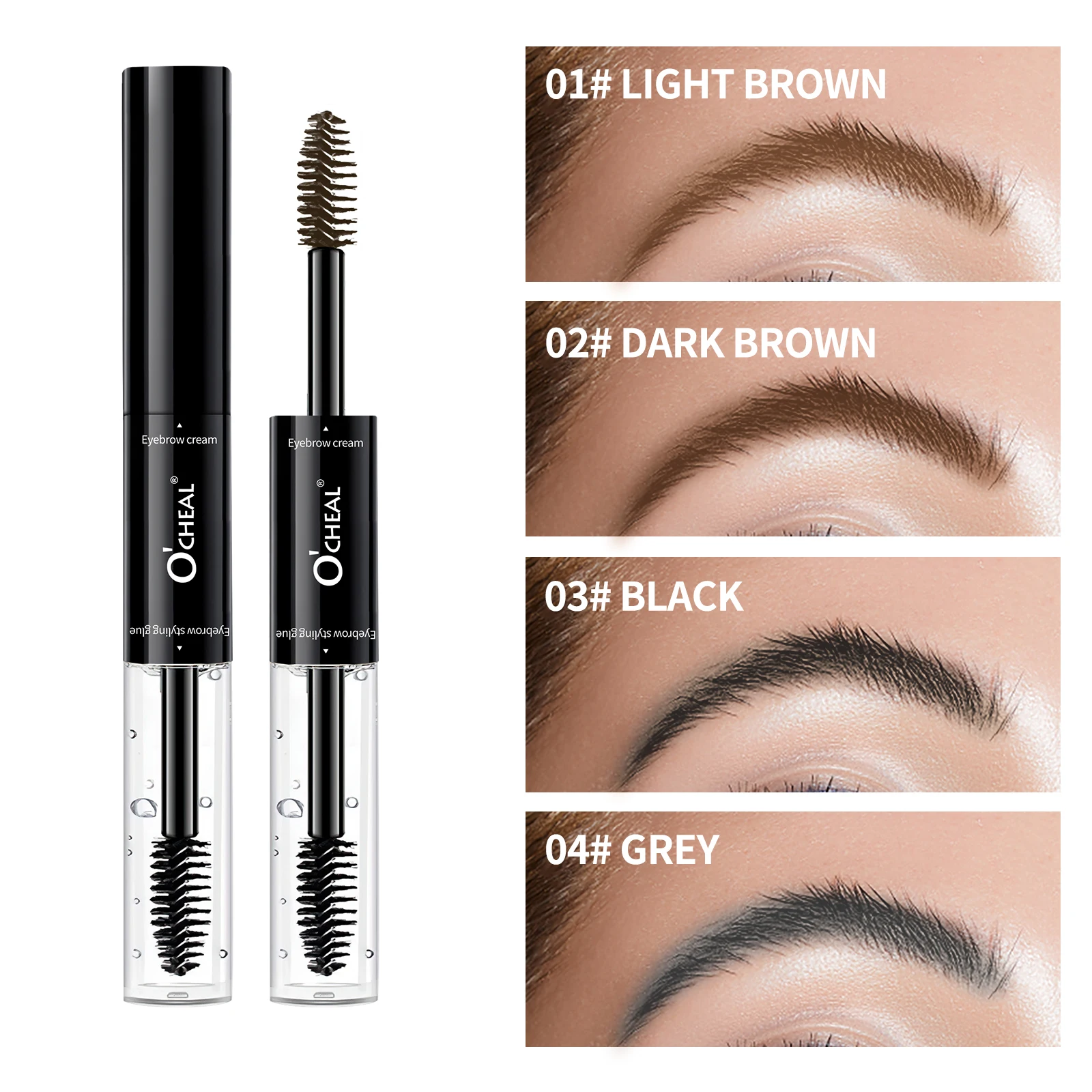 O'cheal 2 In 1 Mascara Double Head Black Curled Lashes Mascara Eyebrow Styling 3D Feathery Wild Brow Wax Eyebrows Brush Mascara