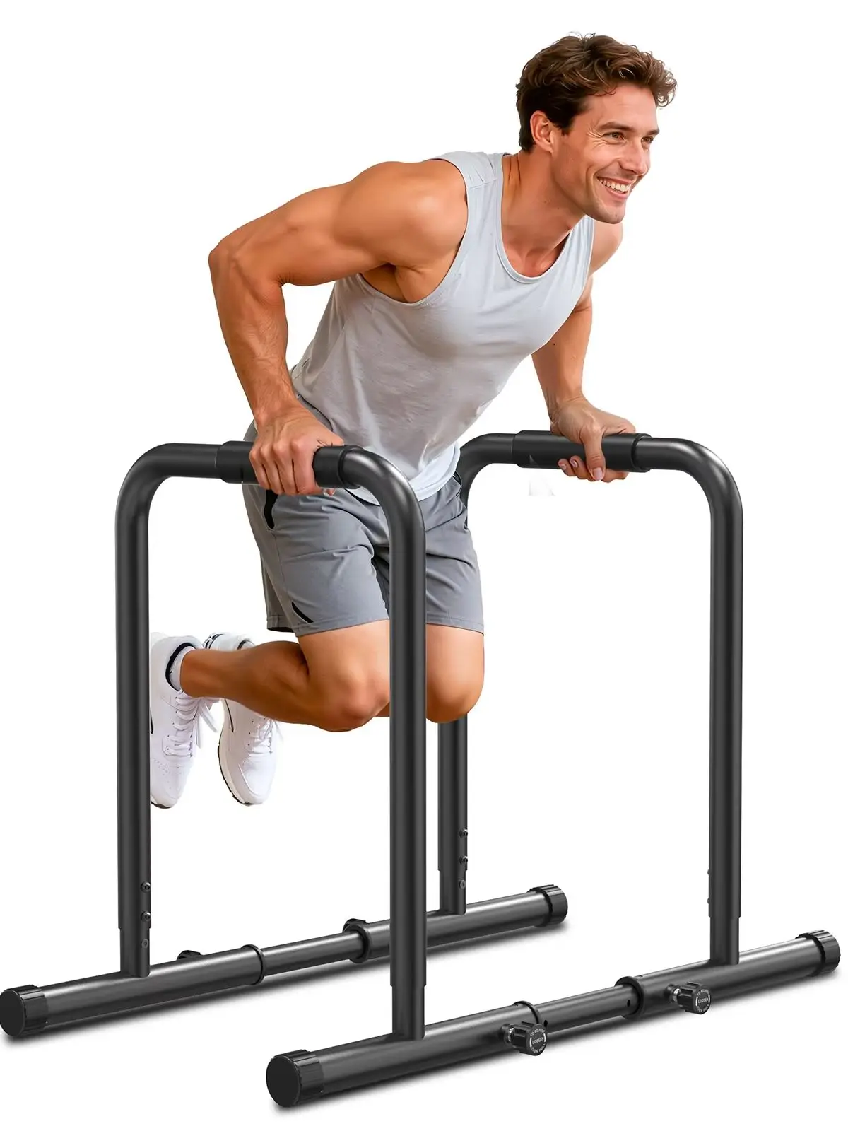 GartistGO Verstellbare Dip-Barren mit 250 kg Tragkraft, Hochbelastbare Parallelstangen für Heimfitness & Calisthenics-Training, 4-stufige Höhen- & 5-stufige Breitenverstellung, Rutschfeste Basis &
