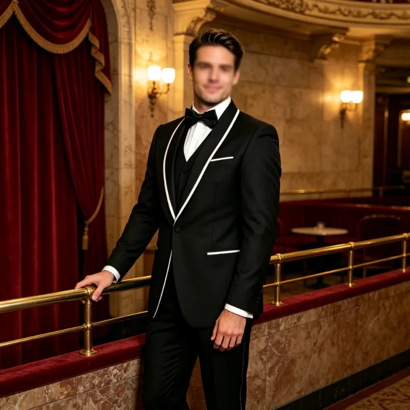 Men's Black Formal Jacket and Pants (Black Lapels,) — Suitable for Weddings, Proms, Parties, and Groom's Attire Wedding suit