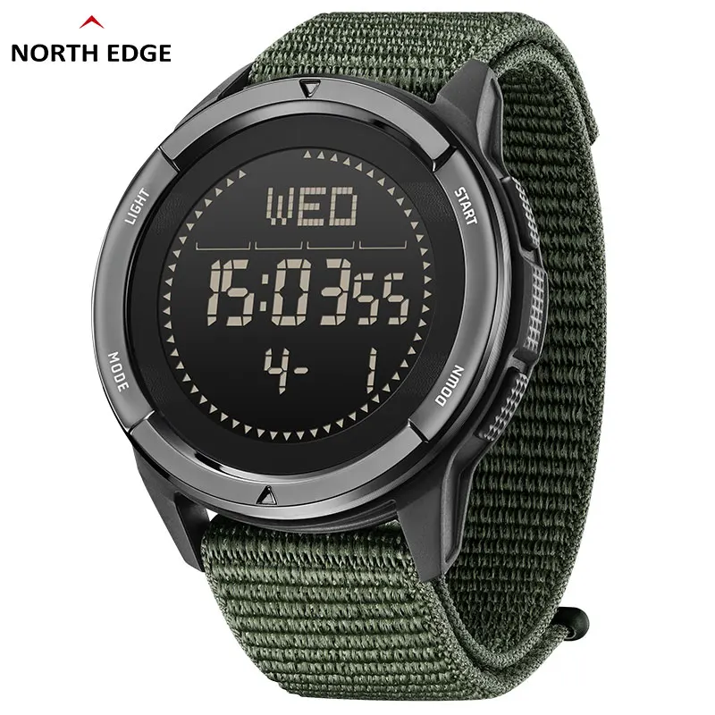 NORTH EDGE ALPS Herren-Armbanduhr aus digitaler Kohlefaser, Shock Militray Sports, superleichter Outdoor-Kompass, wasserdicht, 50 m