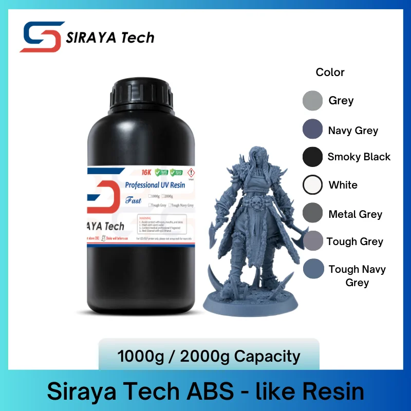 Siraya Tech ABS-Like 3D Printer Resin Fast Resin 405nm UV-Curing Non-Brittle Standard Photopolymer For LCD DLP 3D Printing