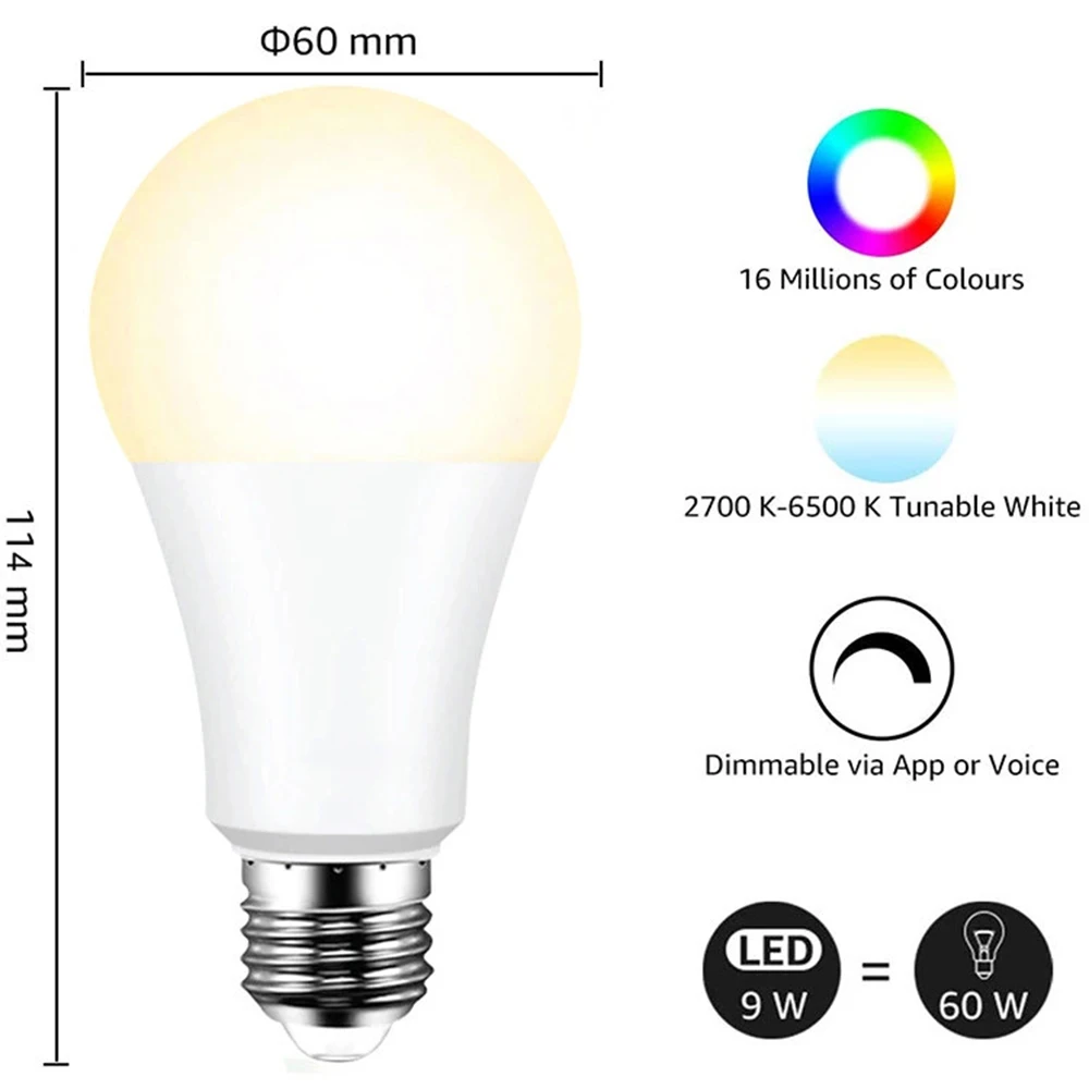 Zemismart E27 Zigbee Led lampadina controllo vocale di Alexa Echo Google Home Tuya Smart LifeAPP