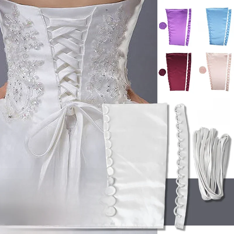 3 Teile/satz Satin Korsett Kits Zipper Ersatz Hochzeit Kleid Zurück Spitze Gurtband DIY Handwerk