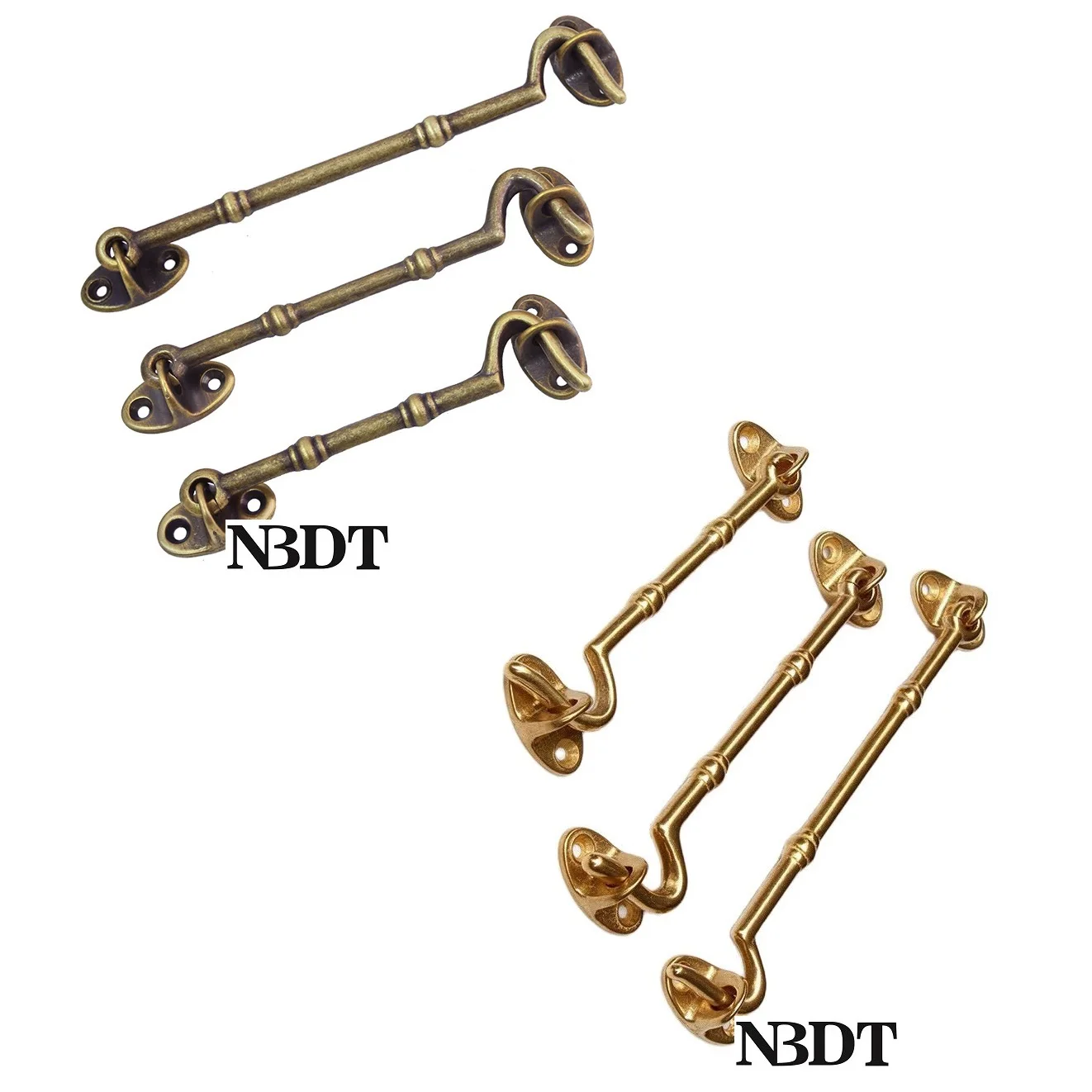 

4Pcs Solid Brass Vintage Cabin Hook Eye Latch Wind-Proof Lock Shed Window Safety Stopper Silent Holder Hasp Bamboo