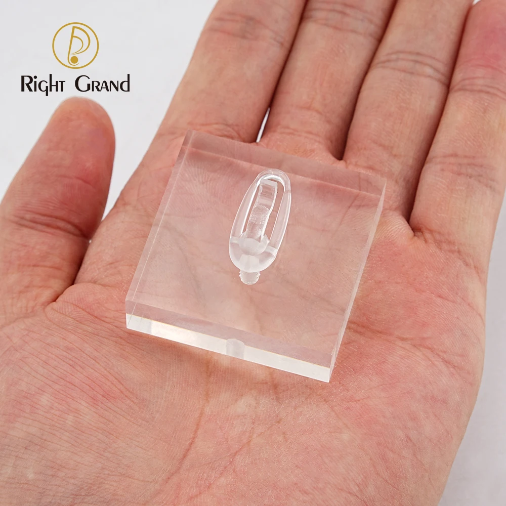 Clear Polished Acrylic Square Jewelry Display Holder Stand for Nose Ring Clicker Hoop Earring Piercing