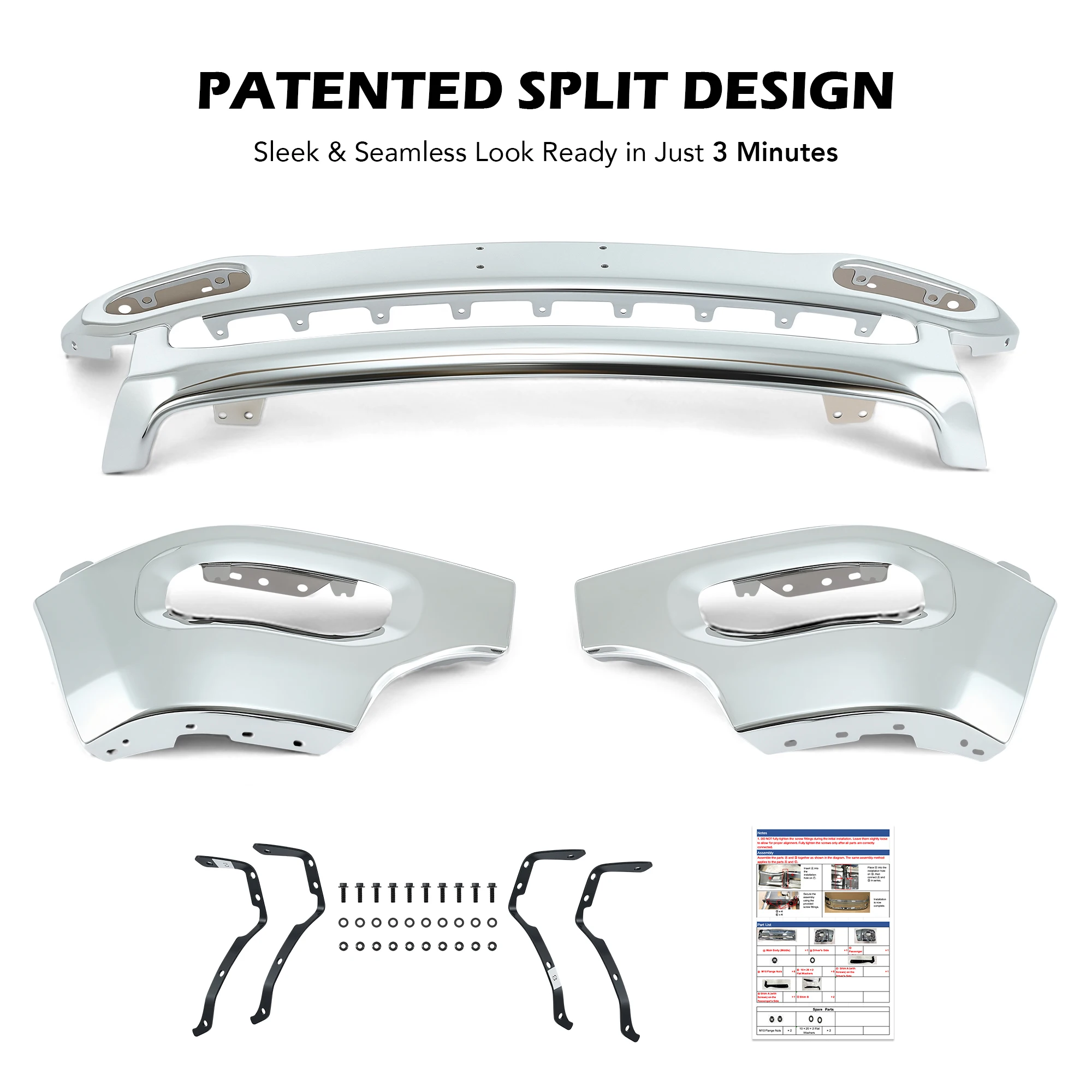 الكروم الصلب غطاء المصد الأمامي قضيب الوجه ل 2019 2020 2021 2022 2023 2024 دودج رام 1500 لاقط سبليت نمط