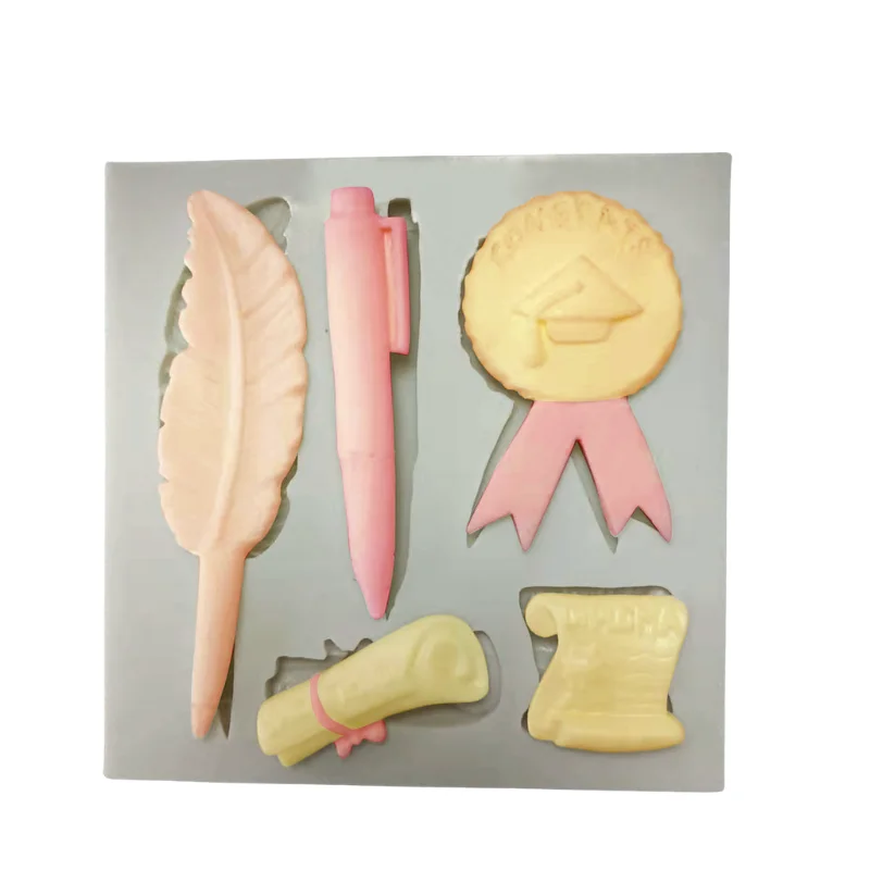 Cake Tool Graduation Quill Pen Silicone Mold Celebrate School Graduate Sugarcraft Chocolate Fondant Tool Clay Sugarcraft Mould