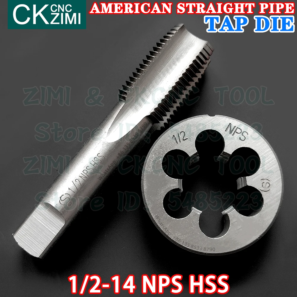 

1/2-14NPS 1/2-14 NPS HSS Straight Handle American straight tube Machine Die Tap High Speed Steel Wire Tapping Drill Round Die