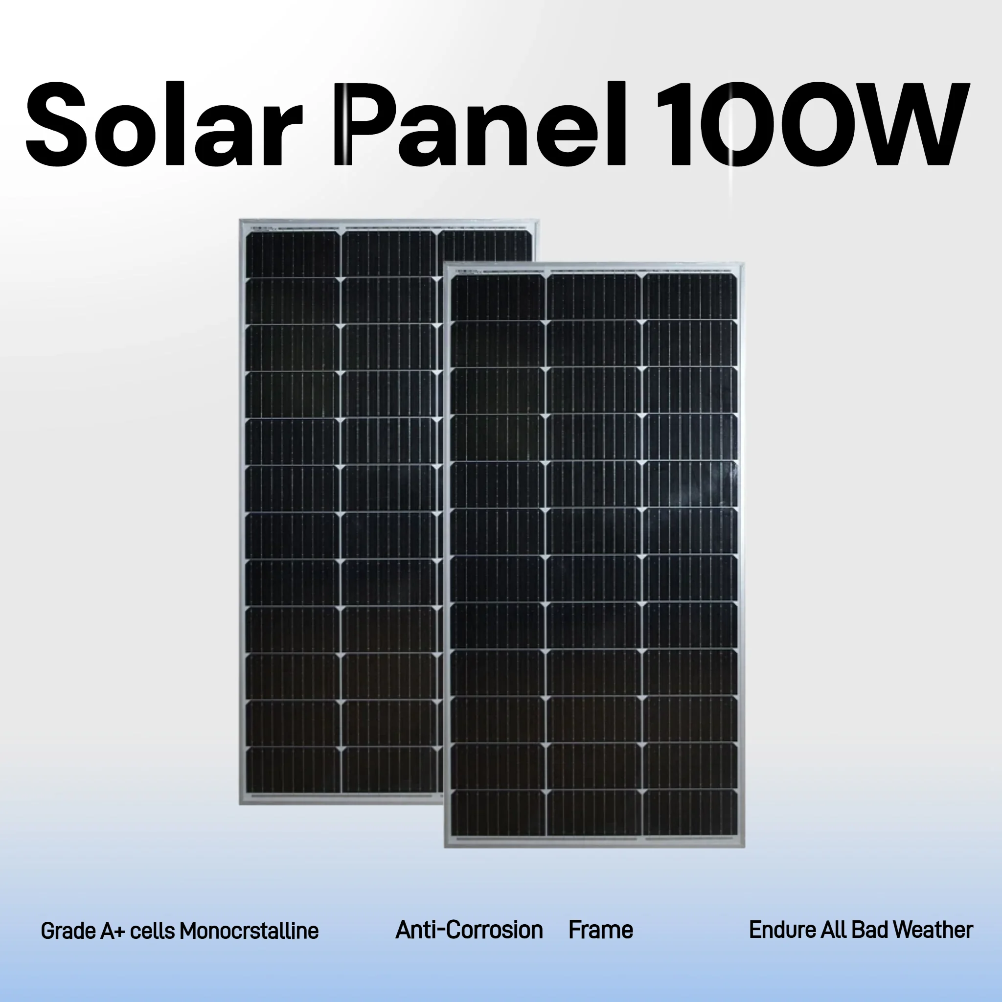 200W (100W * 2) oder 100W Solarpanel 12V monokristallin - 100W Solarpanel ist sehr geeignet für Wohnmobile, Camping, Gartenhäuser.