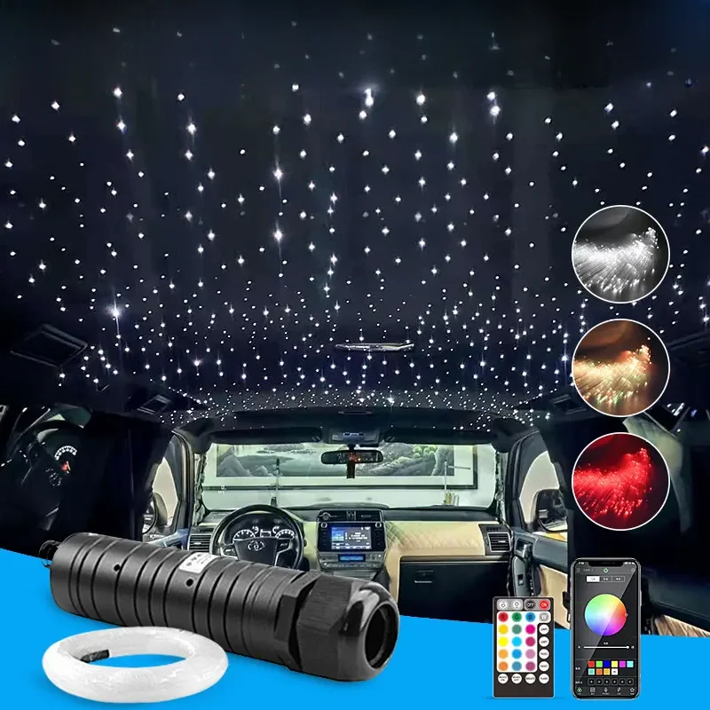 6W samochodów gwiaździste niebo światła LED akcesoria do dekoracji wnętrz samochodów lampa na dach samochodowy światełka gwiazdy sufitowa lampa światłowodowa — zdjęcie 2