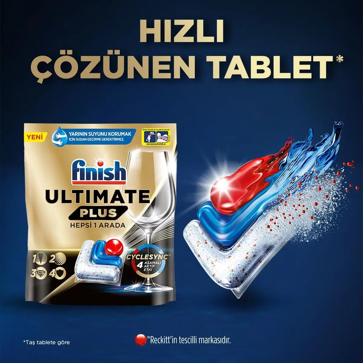 Finish Ultimate Plus - 75 Count - Dishwasher Detergent - With Protector Shield and CycleSync™ Technology - Dishwashing Dish Tabs