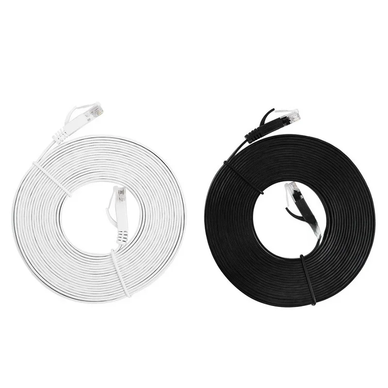 1M 5M 10M Cat 6 Ethernet Cable Network Cable Flat Internet LAN Patch Cord Cat6 Solid High Speed Cable for Computer Router Laptop