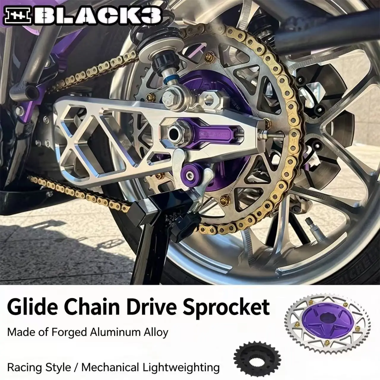 Black3 54T Sprocket Chain Kit PB Style For Harley Road Glide Dual Headlight Motorcycle Drive Chain Sprocket Mod