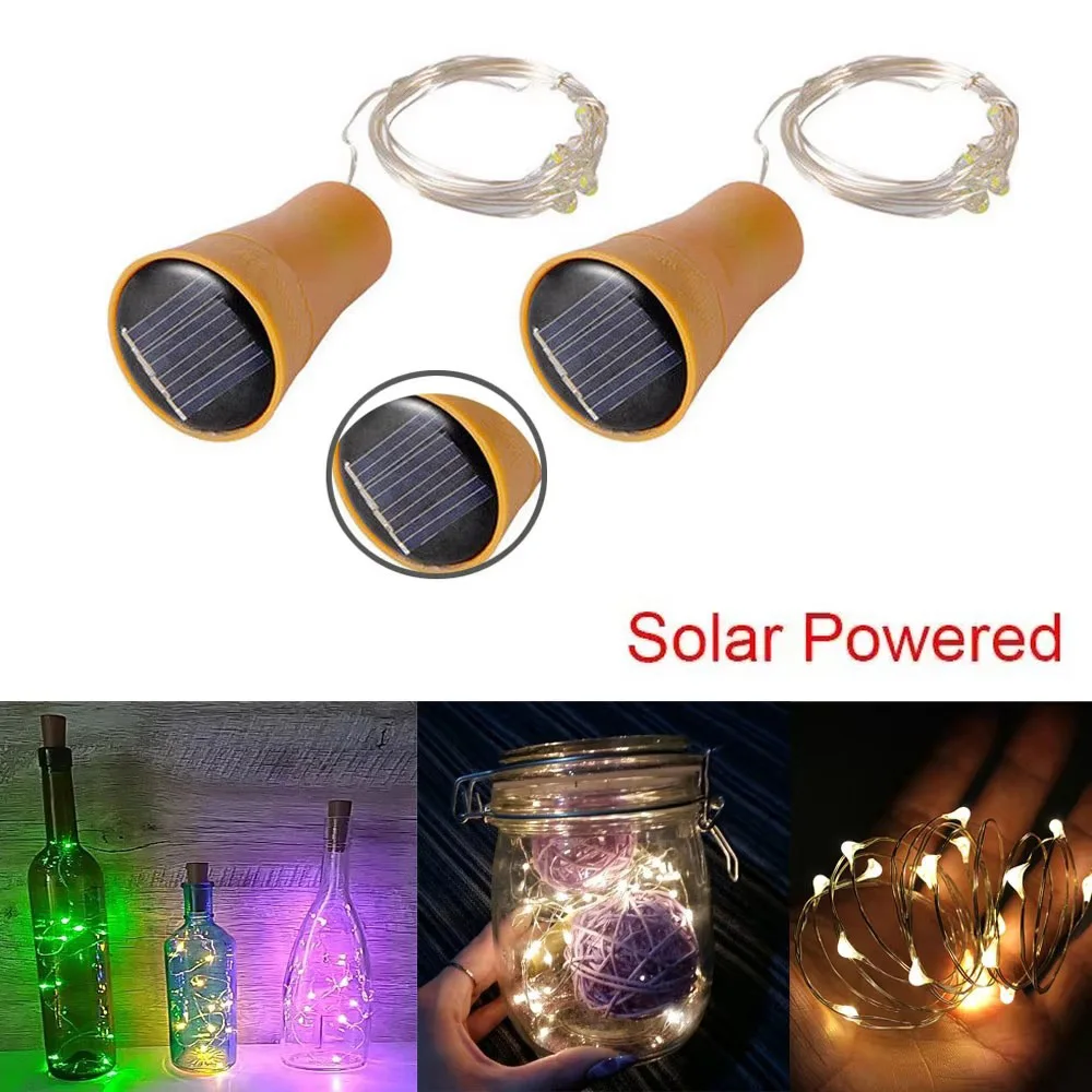 

20LED Solar Wine Bottle Lights Cork Wire String Lights Fairy Lights Garland Christmas Light Copper Wire Home Decoration Lamp