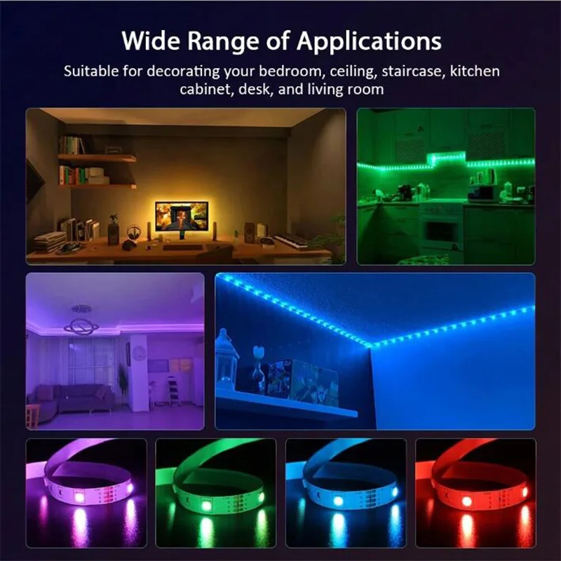 Bande lumineuse LED USB RGB 5050, 1-30m, Bluetooth, Wifi, éclairage pour fête, PC, TV, salon