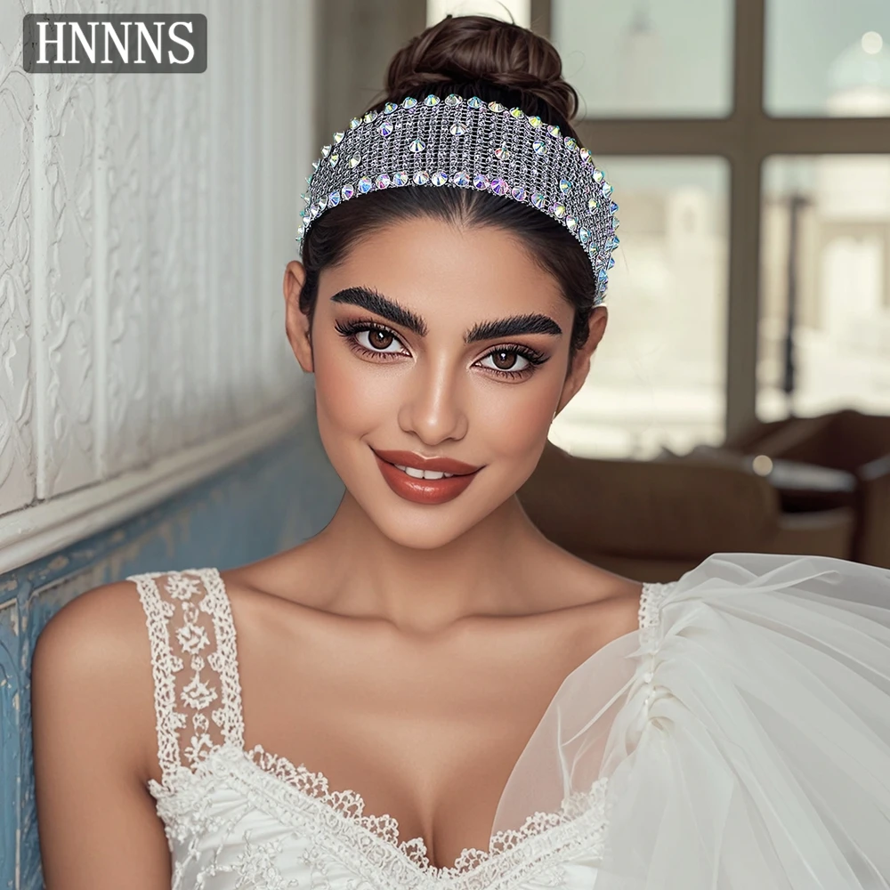 

HNNNS Purple Rhinestone Headband Shiny Wide Edged Headdress Princess Style Gorgeous Headpiece Prom Birthday Hair Accessories A84