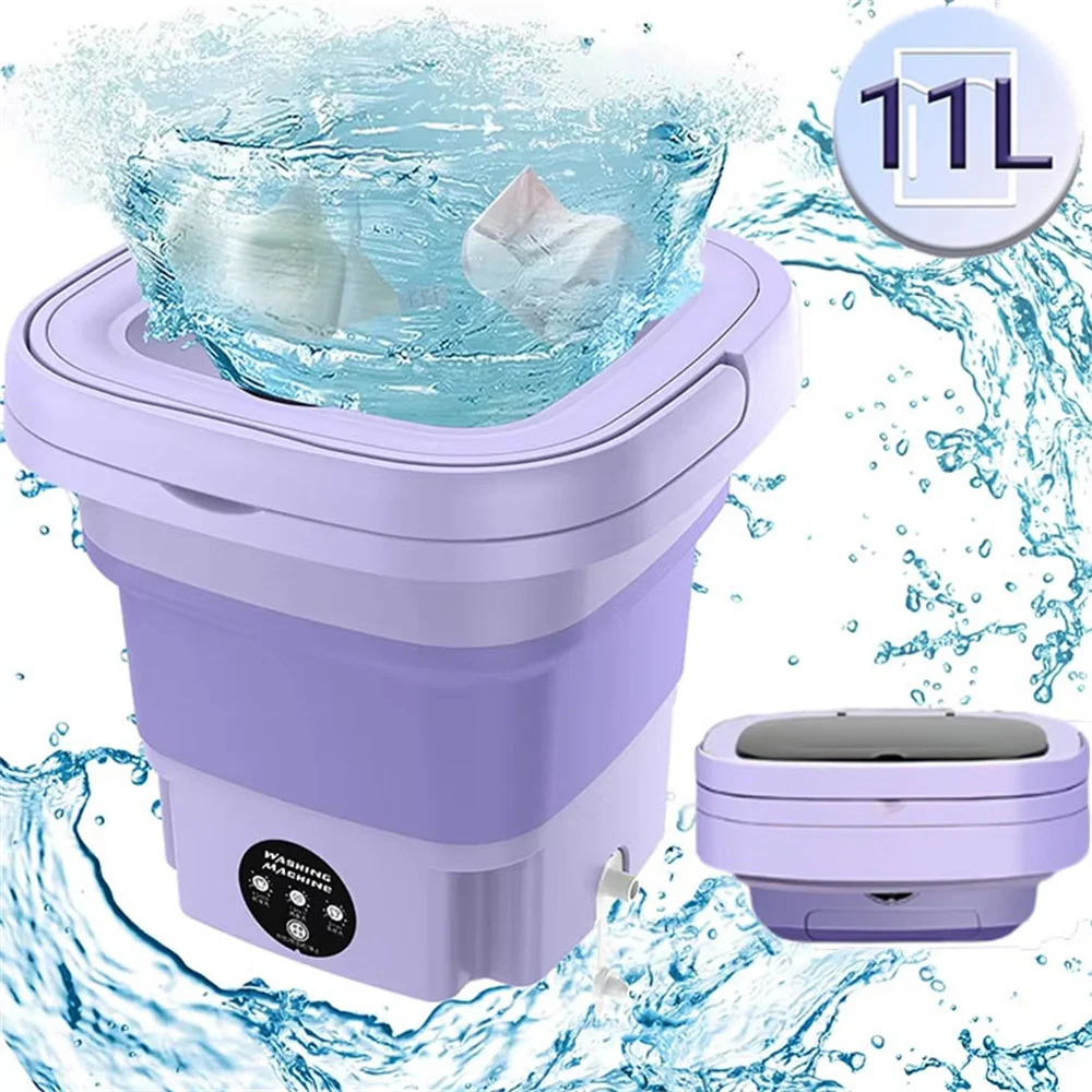 Portable Washing Machine 11L ABS PP Automatic Mini folk wallet with Drainage Pipe for RV Travel Apartment 110 to 240V