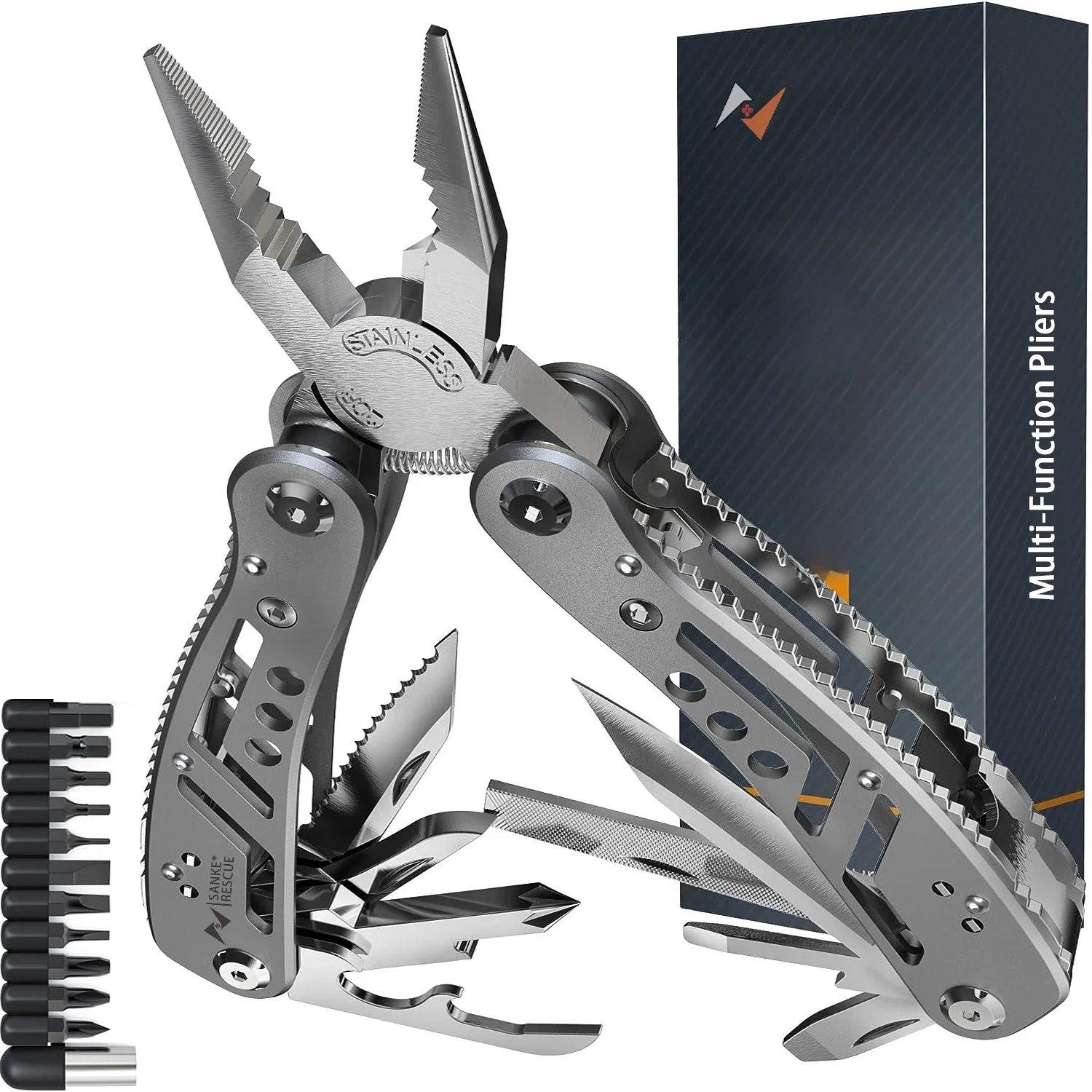 Portátil Multitool de Bolso para Sobrevivência ao Ar Livre, 420 Aço Inoxidável, Alicadores, Faca,