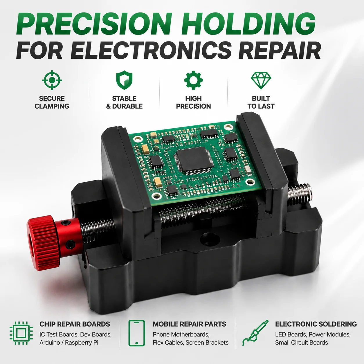 Precision Clamping Device for PCBs in Electronics Repair; Adjustable Fixture for IC Test Board Soldering; Used for Circuit Board