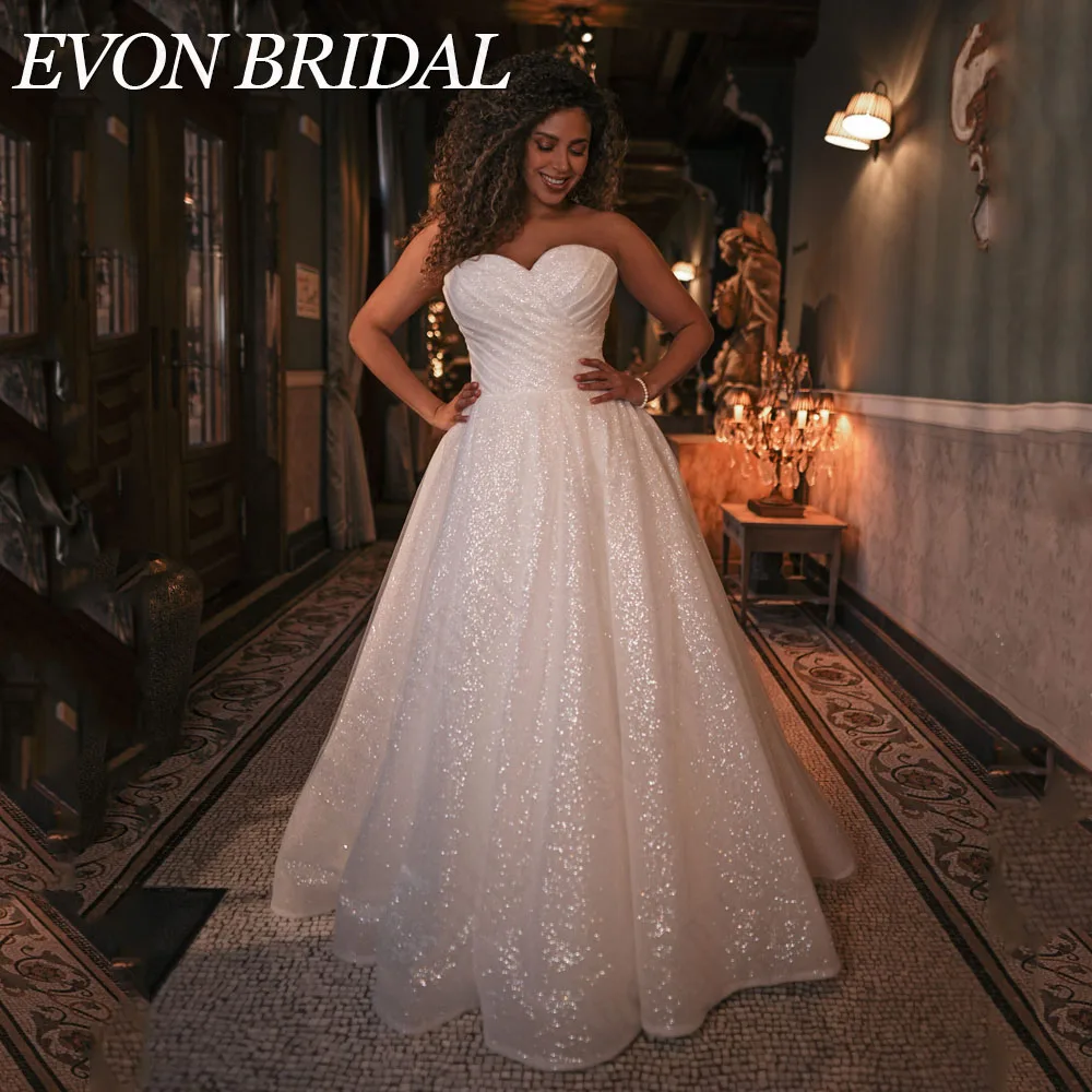 

Evon Bridal Свадебное платье Добавленный размер Сладкое платье невРоскошное блестящее Тюлевое свадебное платье EVON для невесты, женское платье без рукавов, ТРАПЕЦИЕВИДНОЕ свадебное платье на шнуровке, свадебные платья