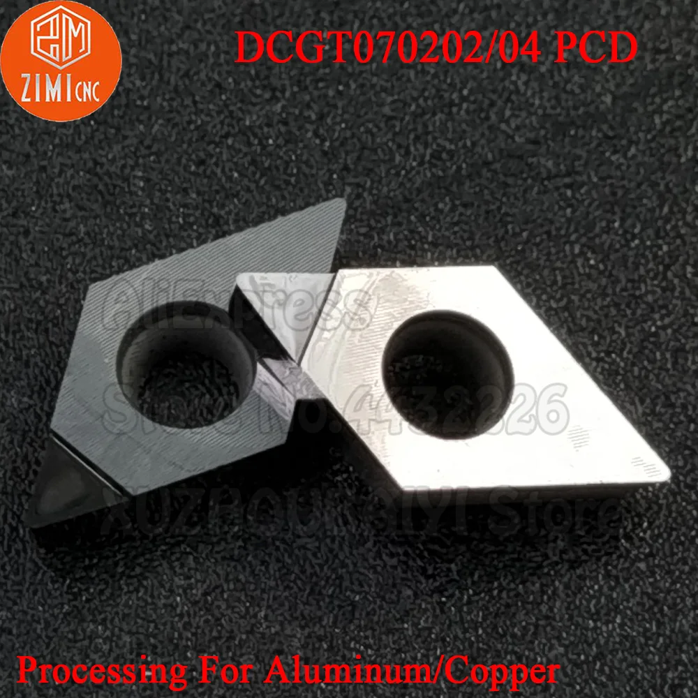 2PCS DCGT070202 PCD DCGT070204 PCD DCGT070202/04 PCD Diamond Insert Welded Diamond-like Inner Hole Blade Internal CNC tool