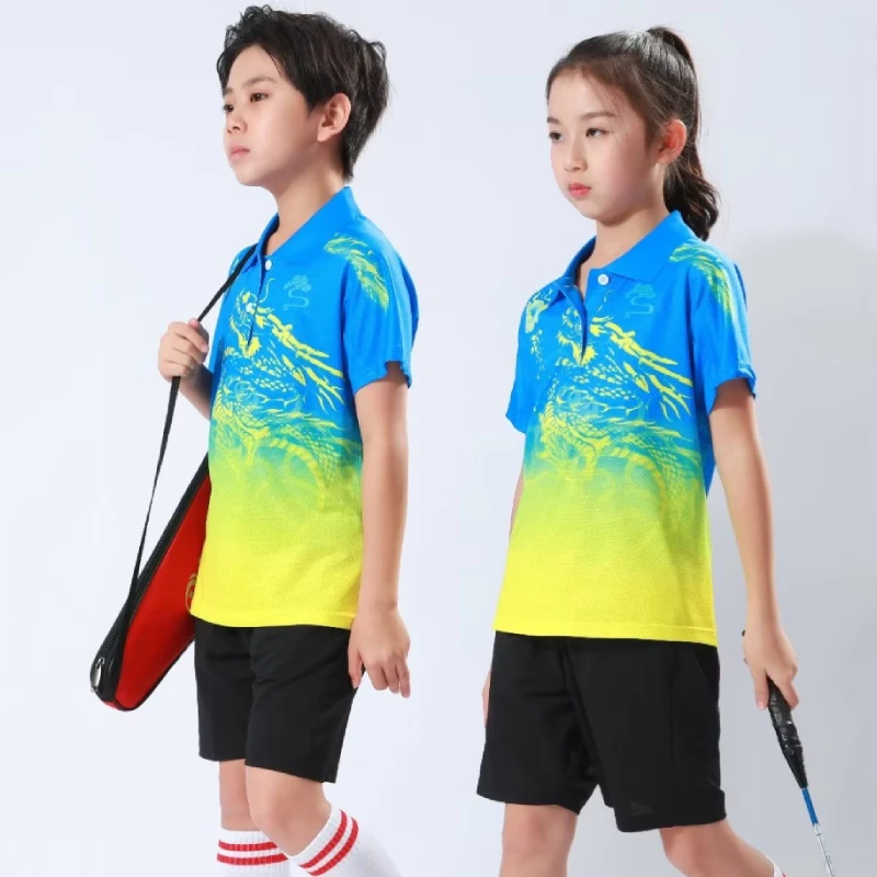 Dzieci tenis stołowy Ping Pong Badminton Shirt ćwiczenia odzież sportowa wysokiej jakości