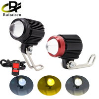 Ruitaisen Motorcycle Auxiliary LED Spotlights White Yellow Hi/Low Beam Fog Lights for Offroad ATV Electric Vehicles Bicycle Lamp