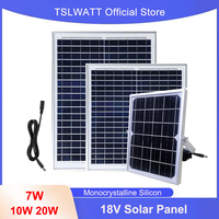 New 18V Monocrystalline Silicon Solar Panel 7W 10W 20W PV Module Solar Cell With DC5521 3m Cable For Outdoor Camping Power Bank