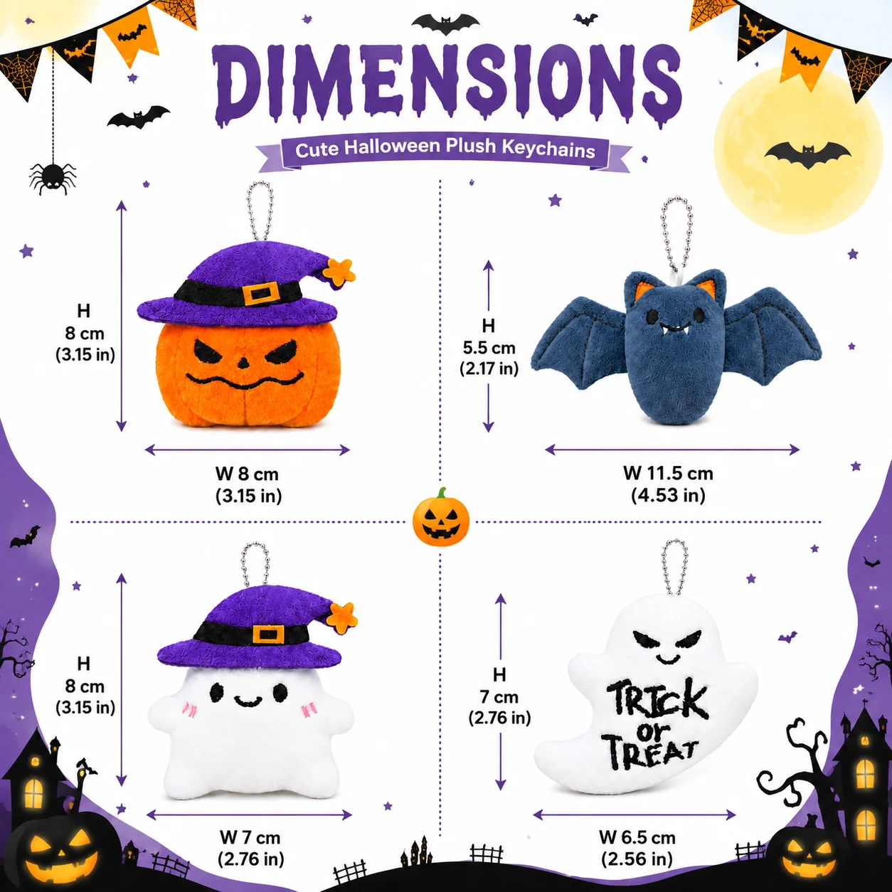 12-40 Stück Halloween Mini-Plüsch-Schlüsselanhänger Großpackung Geister-Stofftiere Geschenktüten-Füller Halloween-Party-Geschenke – Detail 4